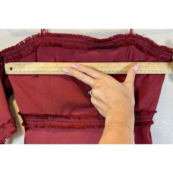 NWOT Finders Keepers Fig Burgundy Fall Visions Off Shoulders Mini Dress Medium - Picture 11 of 12